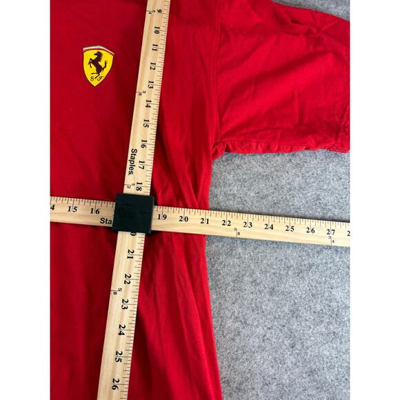 Vintage Y2K Ferrari Car T Shirt Mens XL Red Horse Logo On Chest & Sleeve 2000s - Picture 5 of 9